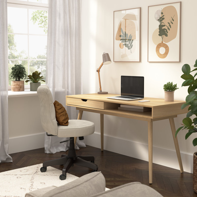 Katia Writing Desk, Natural Oak, 30" H x 53.98" W x 23.62" D