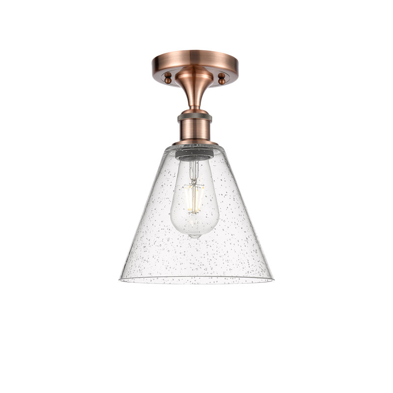 Plafonnier semi-encastré 1 lumière Amabl, Cuivre antique, Ampoule non incluse, H 11,75 po x l 8 po x P 8 po