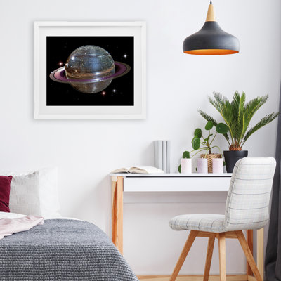Purple Disco Ball Planet Framed Print Under Glass, design by Decent Exposures