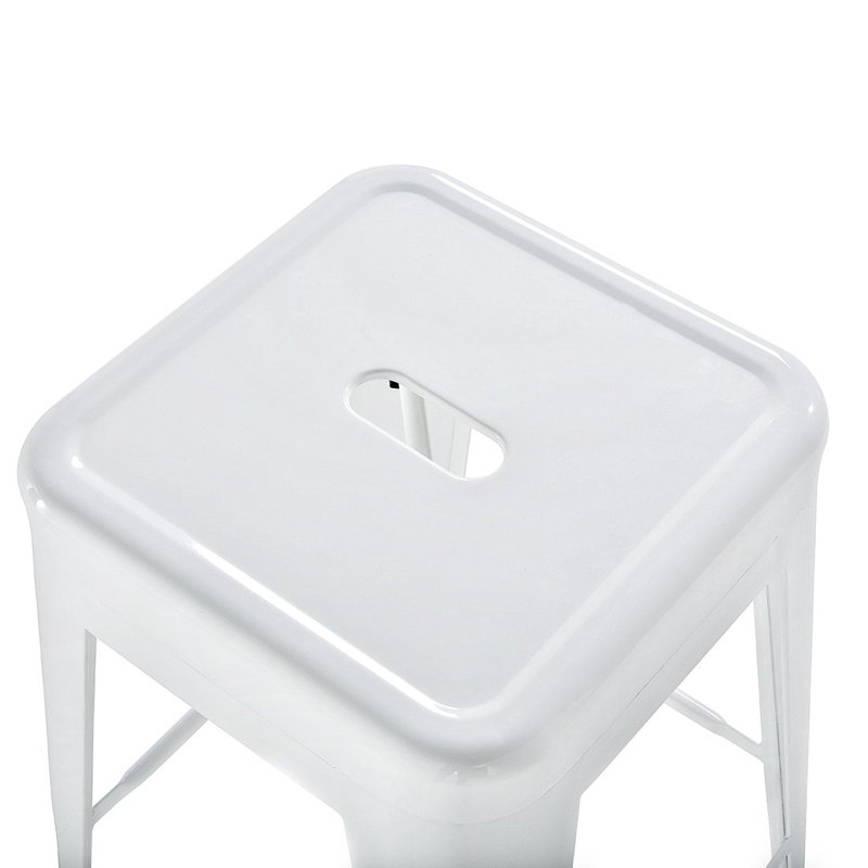 Counter Stool with Metal Frame, White, Counter Stool (24" Seat Height)