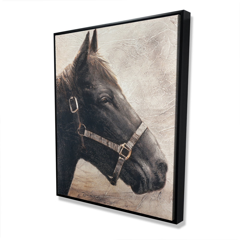 «Gallopin the Brown Horse - Beige Western», art sur toile encadré