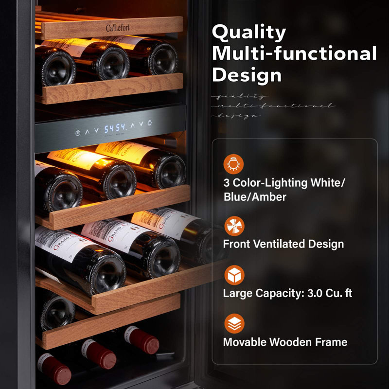 15'' Stainless Steel Dual Zone Wine Cooler with UV-Protected Glass Door