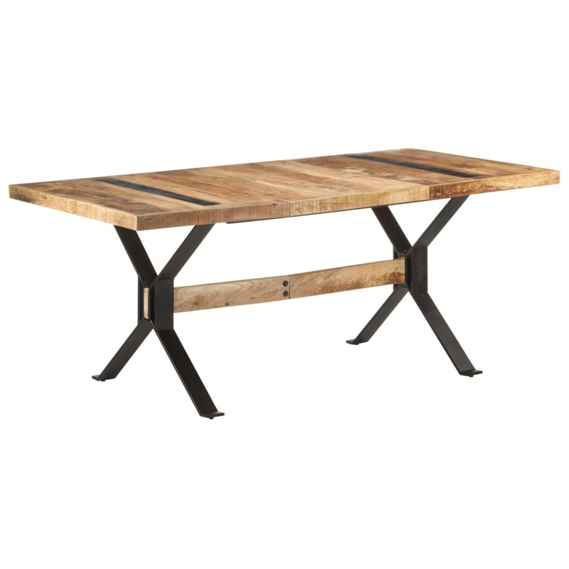 Laurie Solid Wood Top Metal Base Dining Table, H76 x L180 x W90cm