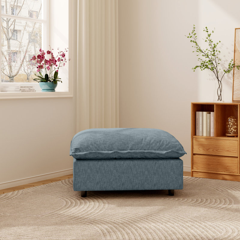 Repose-pieds Gracey Linen Upholstery, Bleu