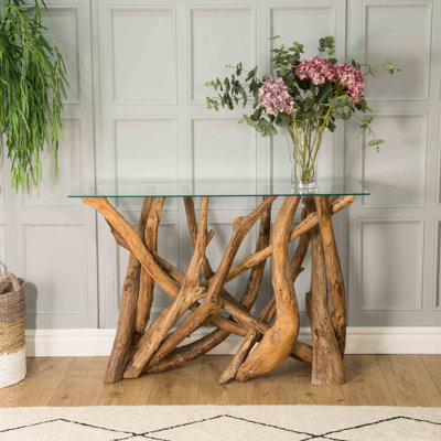 Deweese 120 cm W Glass Top Console Table