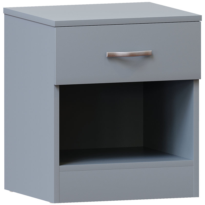 Maybery 1 Drawer Bedside Table, Grey
