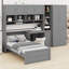 Lit plateforme en bois avec bureau, armoire, armoires, tiroirs et tablettes-1793954832
