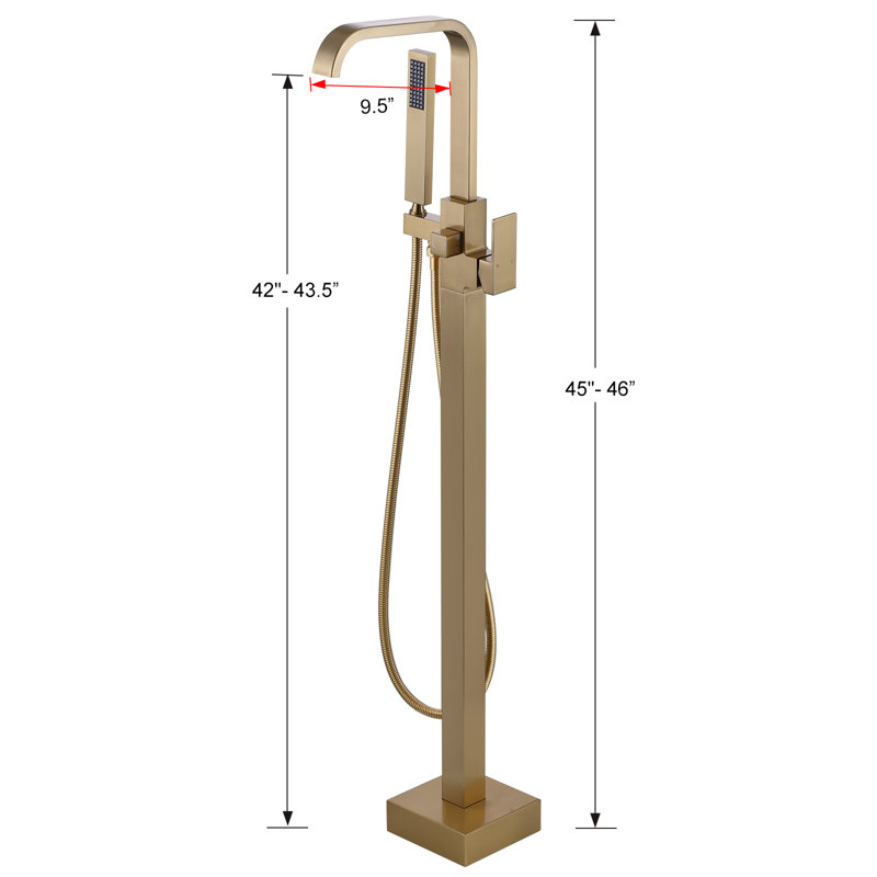 Gold Freestanding Tub Filler with Handheld Shower