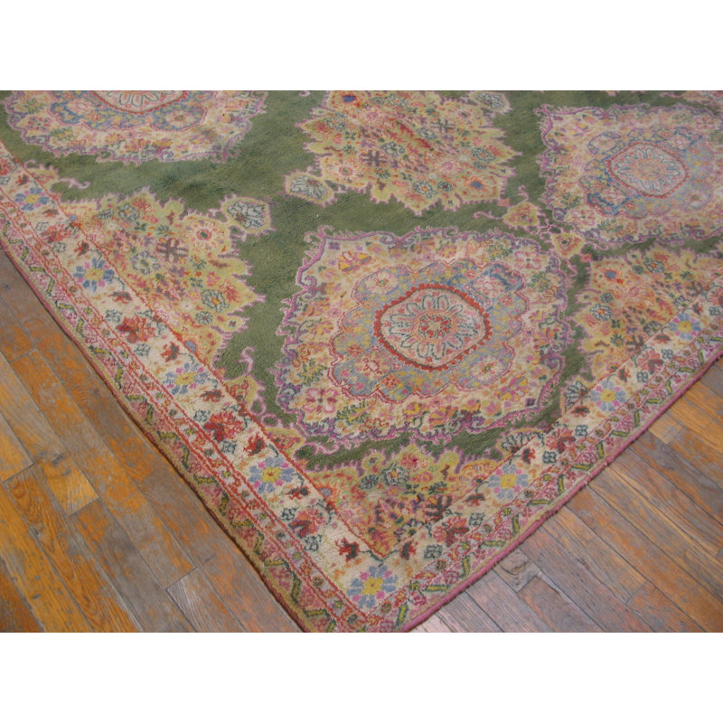 Antique Agra - Cotton Large Room Size Cotton Green Rug