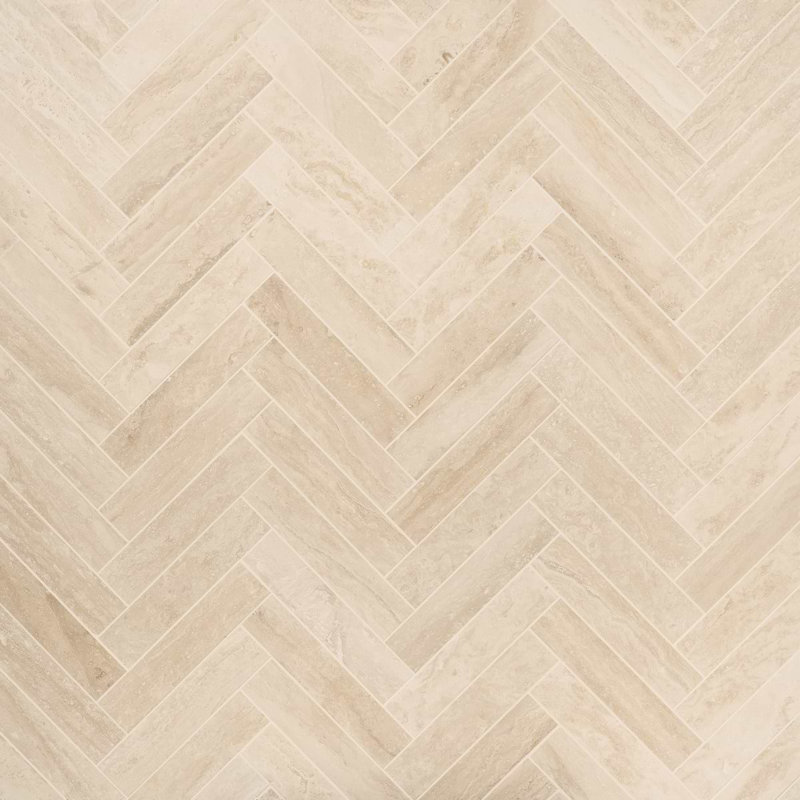 Travertine 2.5x12 Filled Brushed Vein Cut Tile, Ivory Brushed