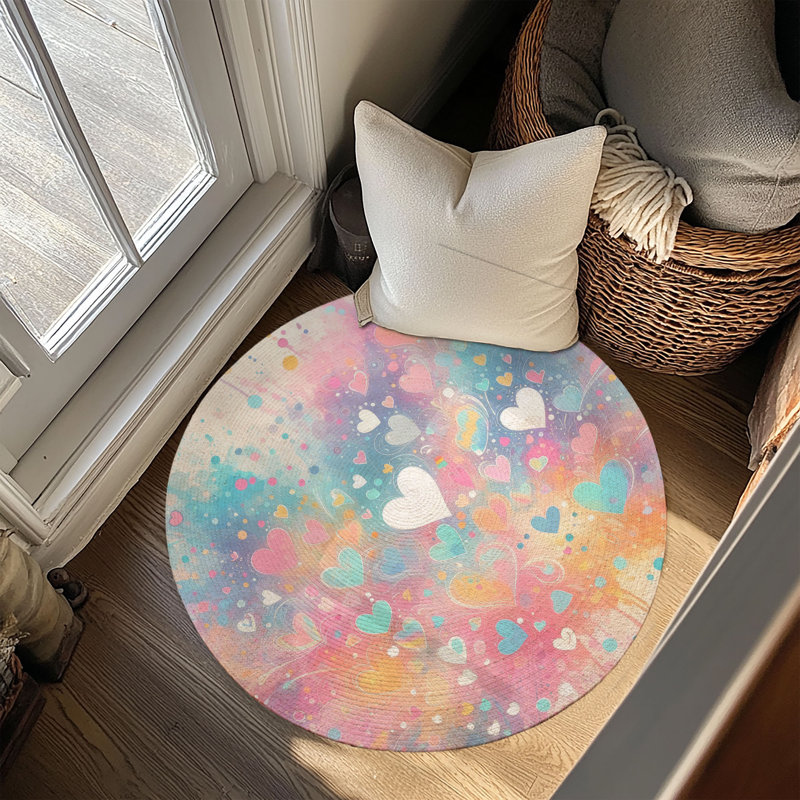 Tapis tressé Splatter of Affection, Rond 5 pi