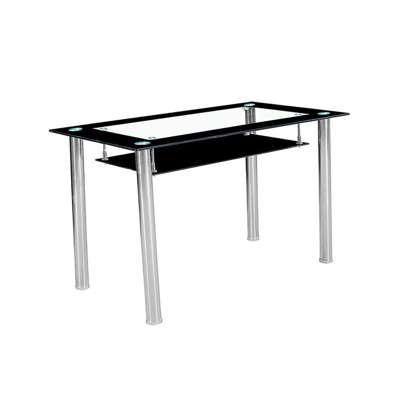 Bloch Glass Top Metal Base Dining Table, H75 x L120 x W70cm