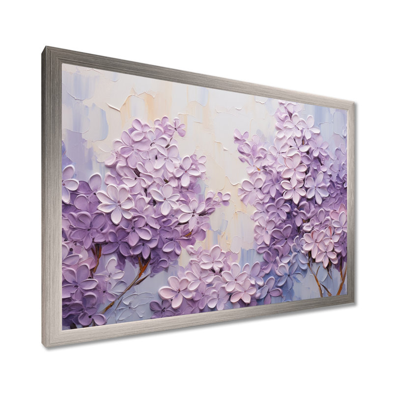 Blooming Lilac Melody III - Lilas, art sur toile, Cadre simple argenté, H 12 po x l 20 po x P 1 po
