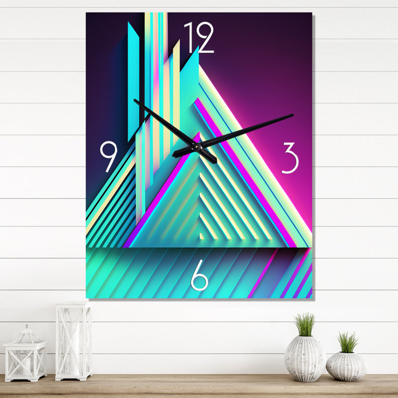 Horloge murale géométrique abstraite Neon God, H 32 po x l 24 po x P 1 po