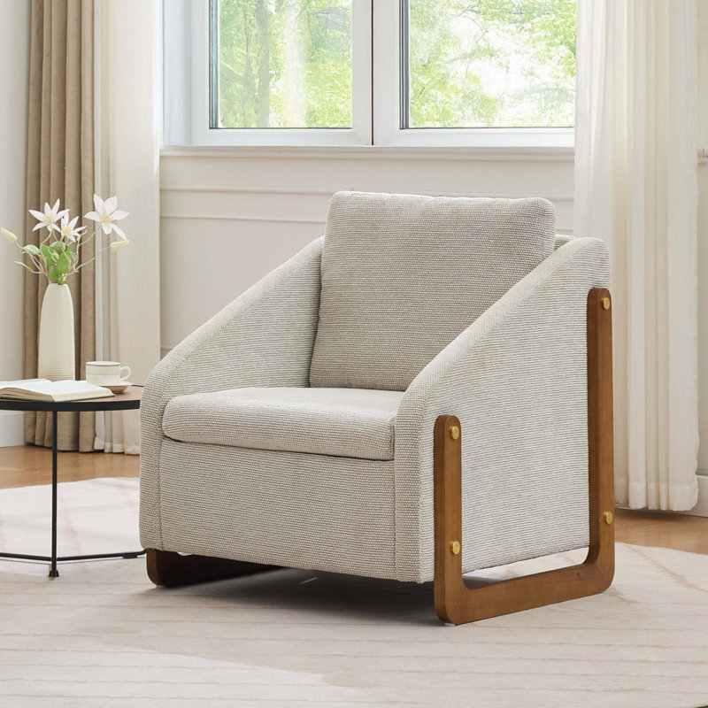 Fauteuil en tissu d'ameublement Chenille, Beige