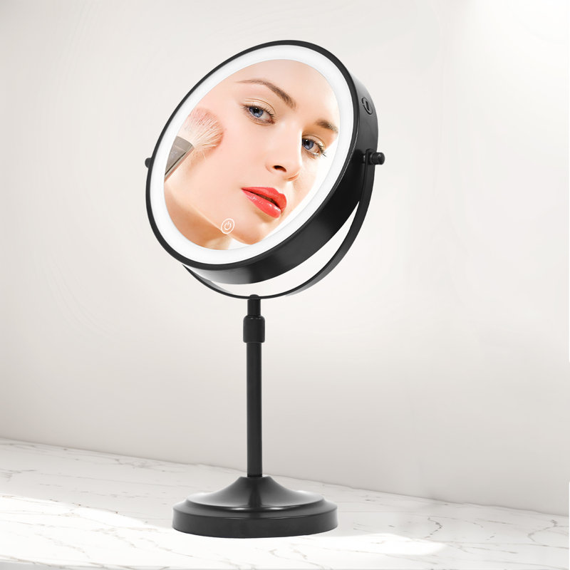 Miroir de plancher rond en métal Afrina, Noir