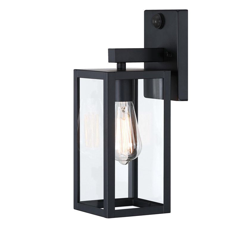 Ulonda wall light with motion sensors, H 18,74 po x l 5,91 po x P 5,91 po, Noir mat, Une lumière
