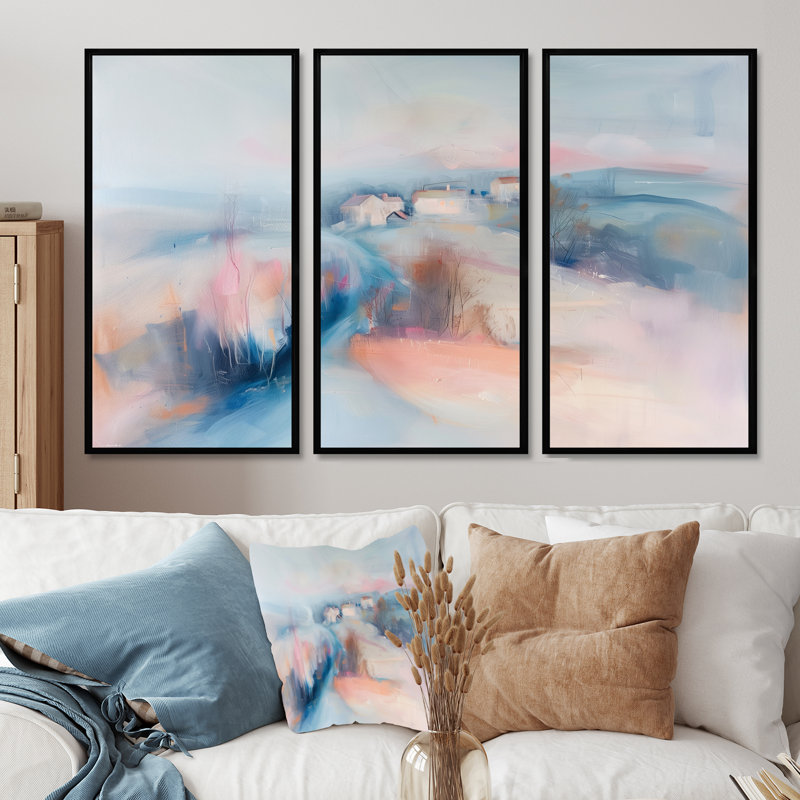 Ensemble de salon Wall Art, H 28 po x l 36 po x P 1 po, Toile avec cadre flottant noir