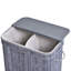 HOMCOM 100L Natural Wood Laundry Basket A Compartment w/ Flip Lid Grey-2027225607-2027225606