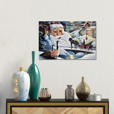 Santa And Reindeer 1 Piece Wall Art on Canvas