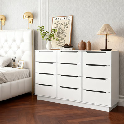 White 9-drawer Deep Dresser - Large Wood Chest For Bedroom/closet/living Room