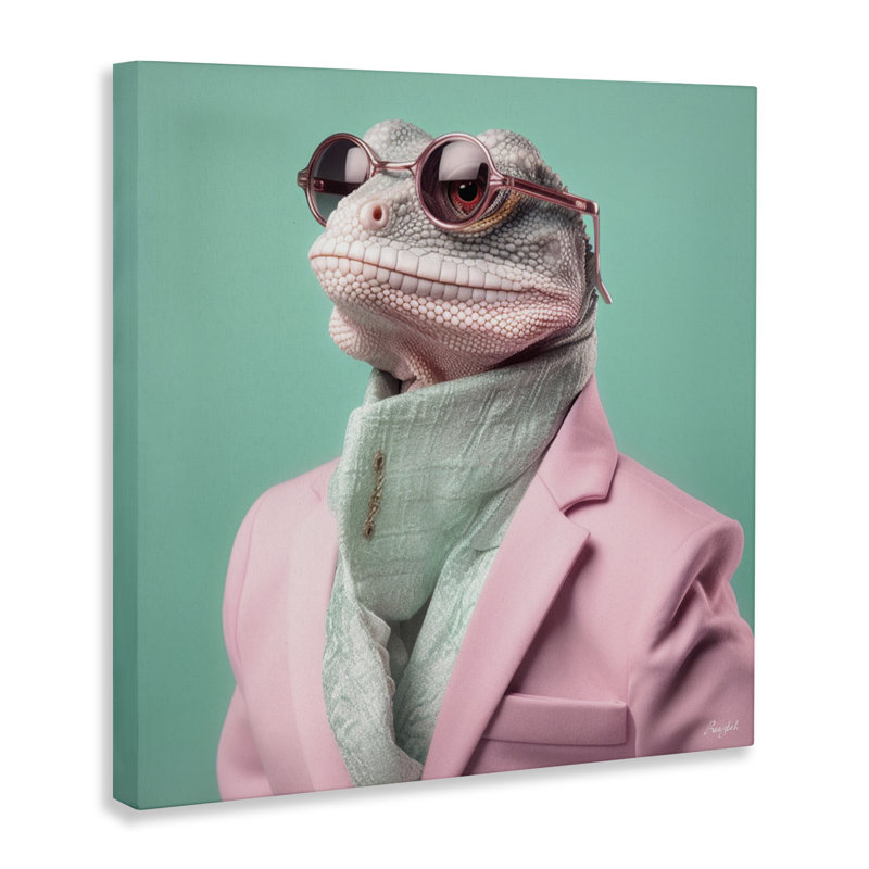 Hipster Iguana Portrait, conception par Roozbeh, H 36 po x l 36 po