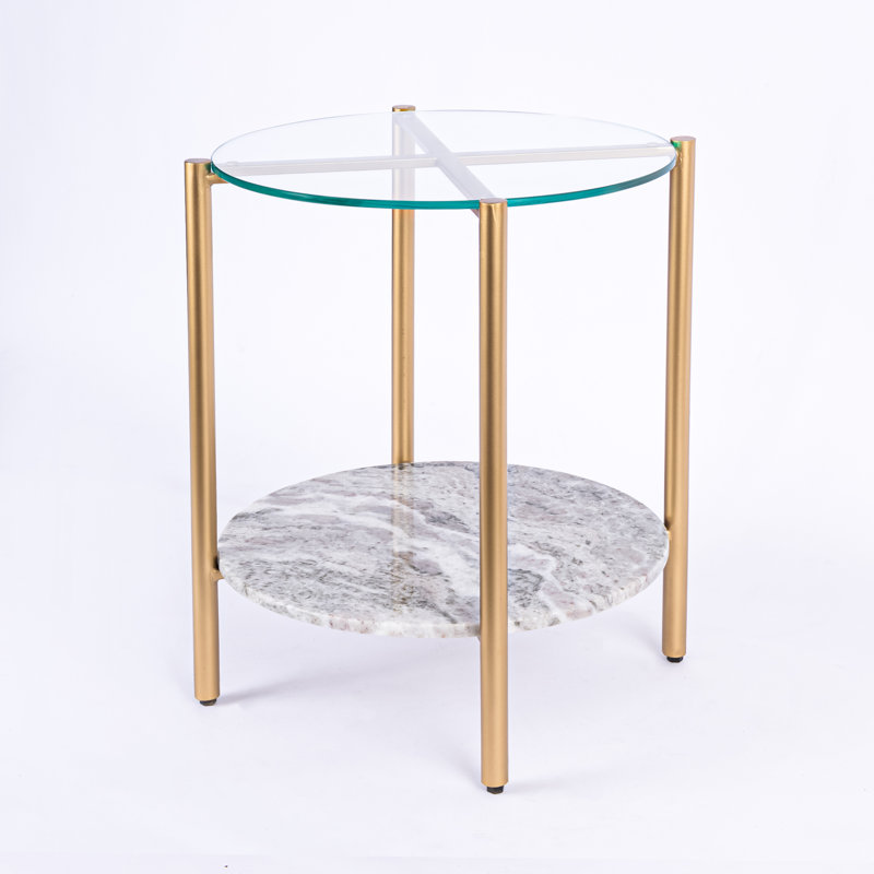 Ansted Marble End Table with Storage, Gold, Sangrey