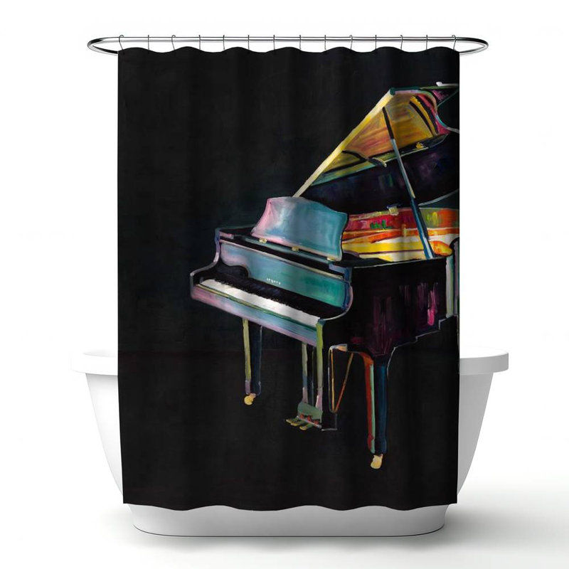 Shower Curtain MU38 – Polyester Shower Curtain, Dye Sublimation Print, 71" W × 74" L