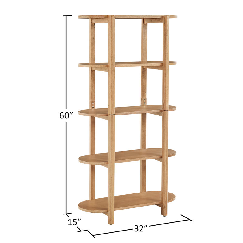 Bibliothèque moderne 60 ", (4 tablettes) H 60 po x l 32 po x P 15 po, Chêne grillé