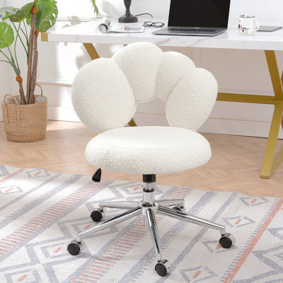 360°Swivel Height Adjustable,Swivel Chair,Teddy Fabric,Home Office Chair