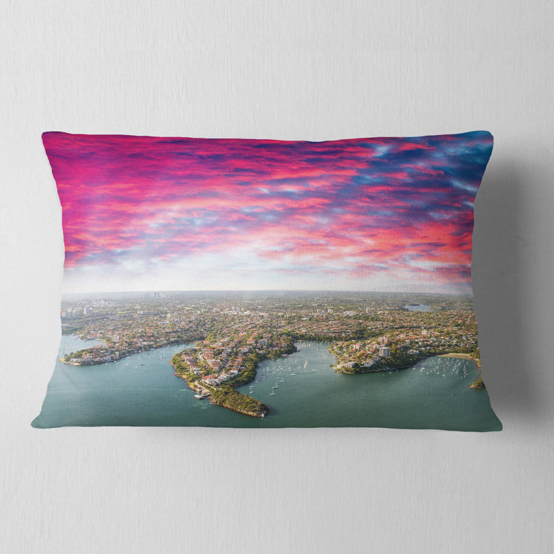 Sydney Under Red Cloud - Cityscape Printed Throw Pillow