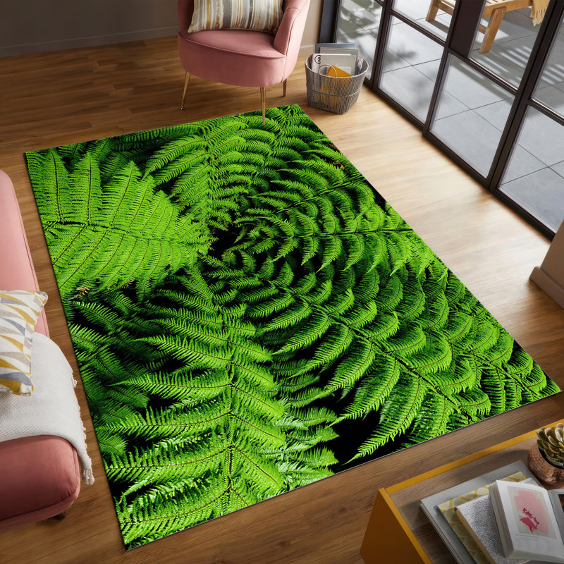 Stylish Non Woven Thin Type Printed Rug with Elegant Floral and Leaf Design for Indoor Use, Rectangle 3'11" x 5'11"