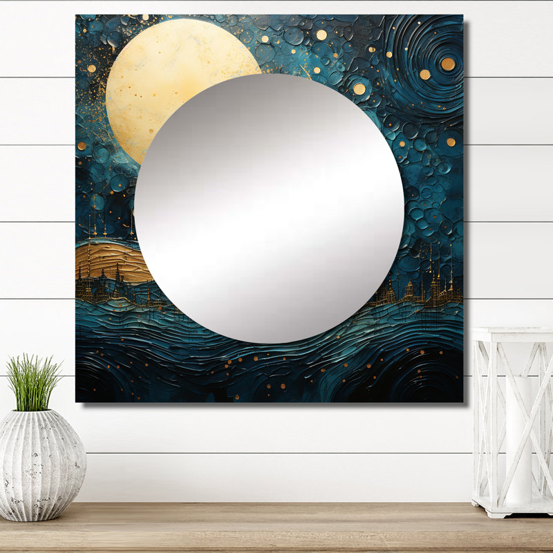 Liko - Miroir carré lune pour décoration murale, 29 po x 29 po