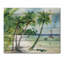 Plage d'été avec palmiers - Impression nautique et côtière sur bois de pin naturel-58677565