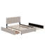 Lit plateforme tapissier en lin avec lit gigogne et tiroirs-1566435082