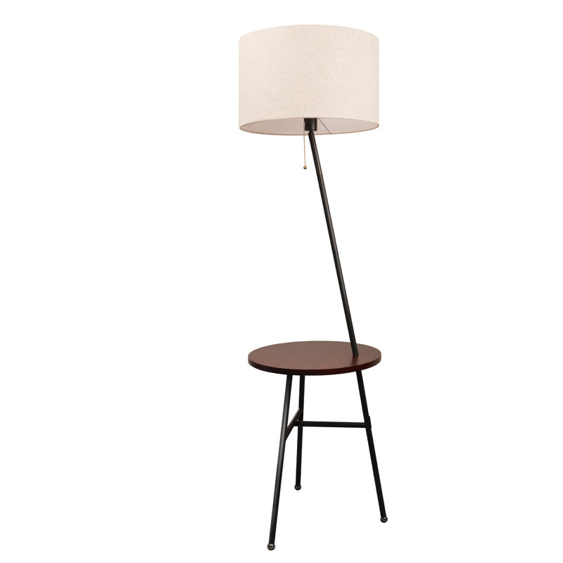 Hallandale 62.99'' Tray Table Floor Lamp, Walnut