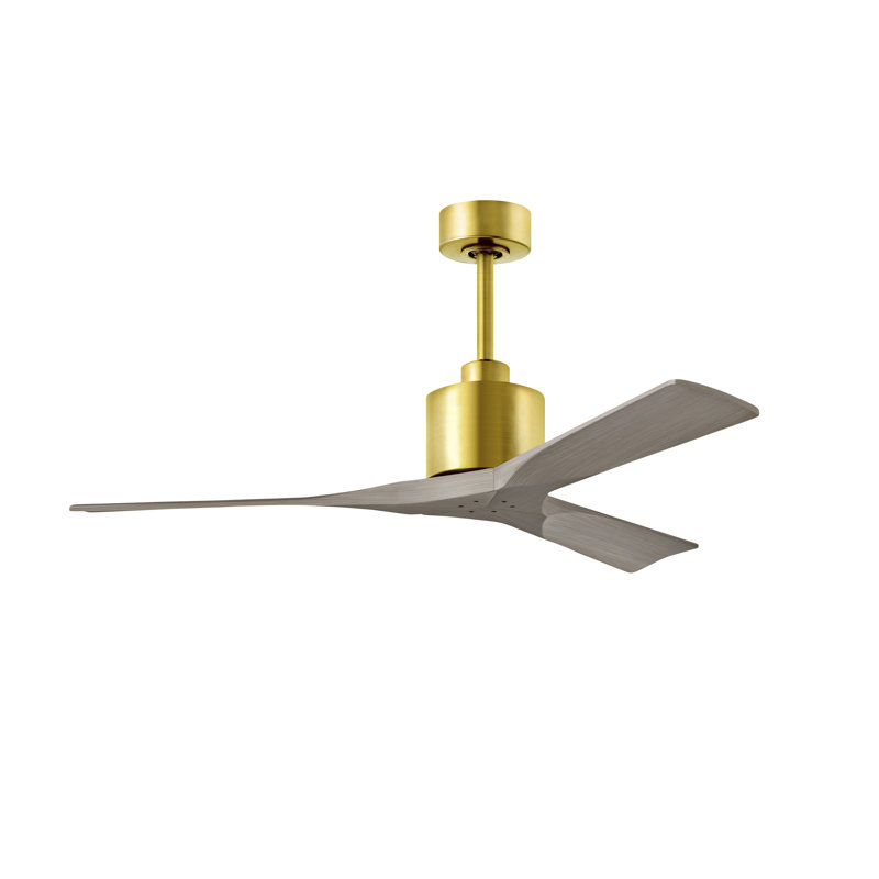 Nan Ceiling Fan In Textured Blades, Brushed Brass, Gray Ash Tone, 60"