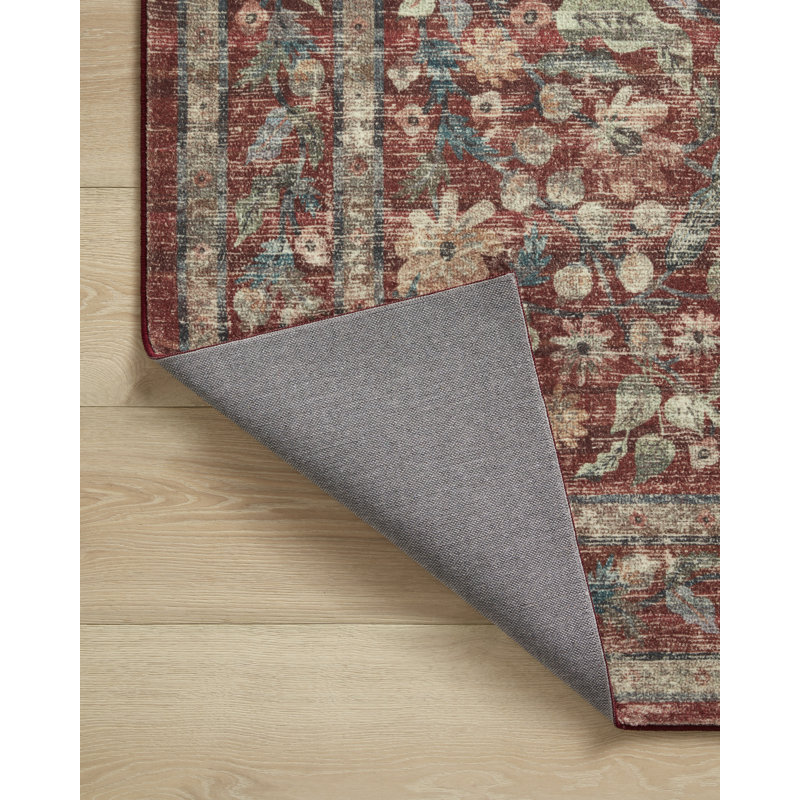 Rifle Paper Co. x Loloi Courtyard Crimson Area Rug feat. CloudPile, Oval 2'3" x 3'9"