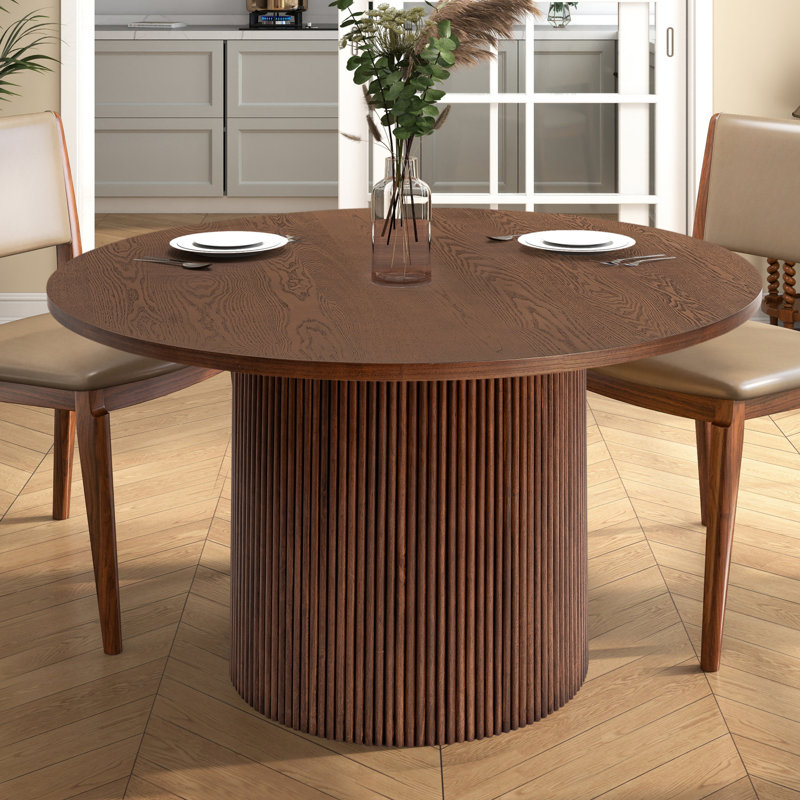 Charleily 47.2'' Solid Wood Round Dining Table, Walnut