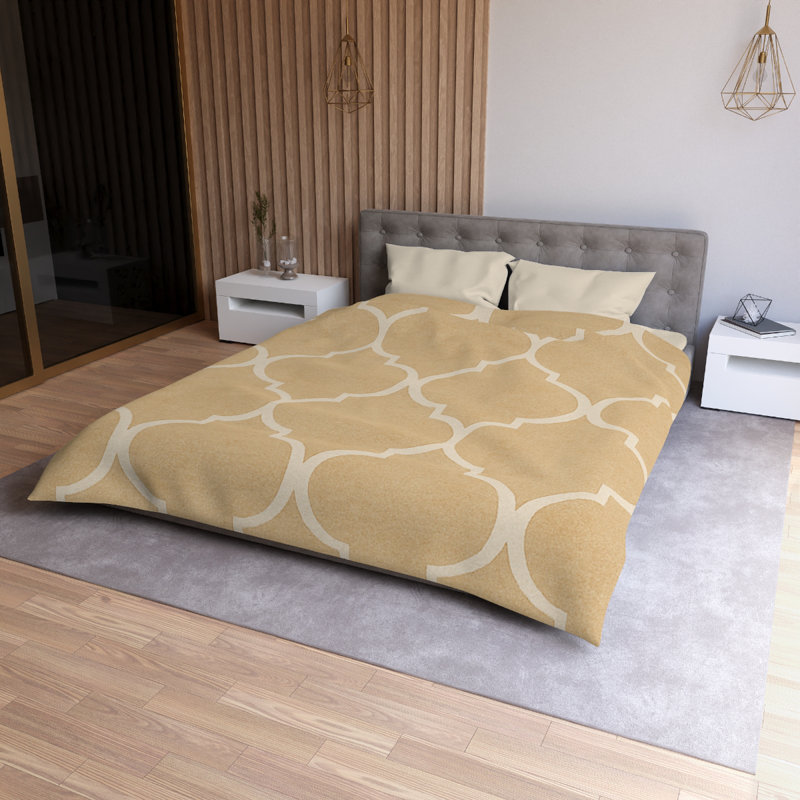 Microfiber Duvet Cover Boho Style, Design 31, Queen Duvet Cover, Cream