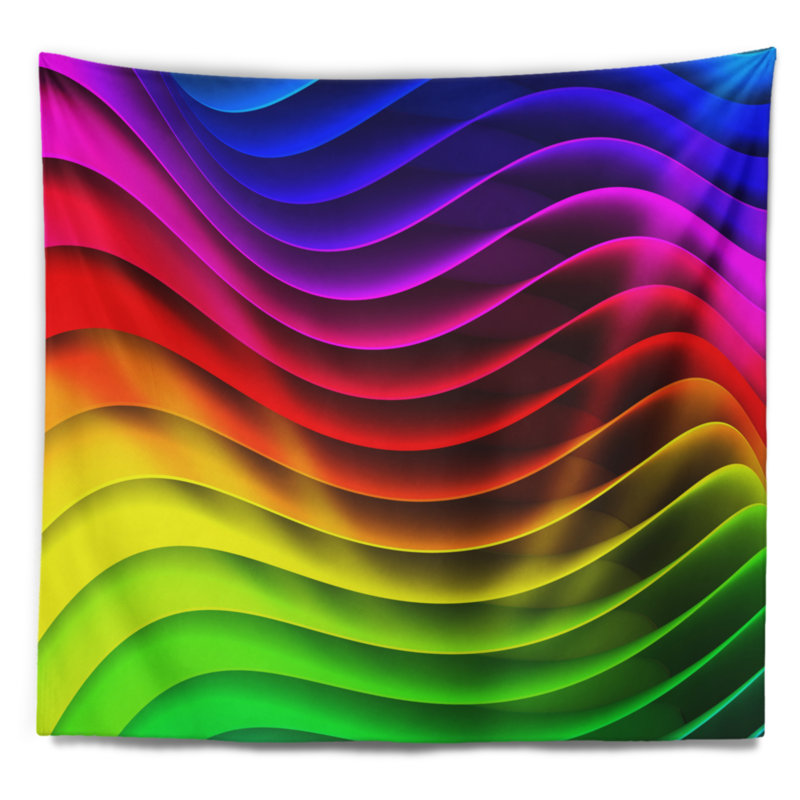 Tapisserie numérique à motif de vagues arc-en-ciel, H 32 po x l 39 po