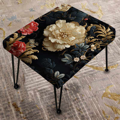 Victorian Elegance Black & White Paisley Pattern - Paisley Rectangle Ottoman
