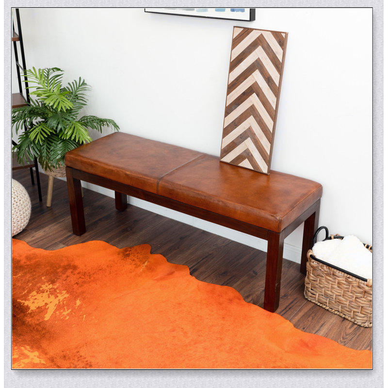 Banc en cuir brun clair Austin avec lignes Design simple, confortable et durable, banc multifonctionnel