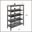 Range-chaussures réglable à 5 couches avec tablettes en filet et rangement supérieur en bois, parfait pour les vestibules organisés