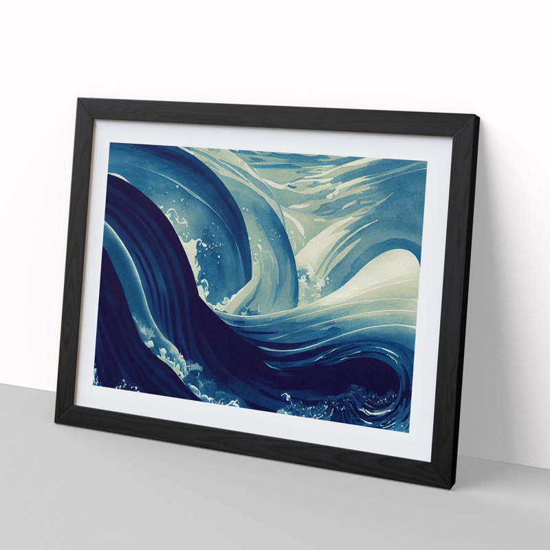 XH1022-8737X Surrealistic Ocean Wave Vol.1 Abstract - Single Picture Frame Print, Black, 46cm H x 64cm W x 2cm D