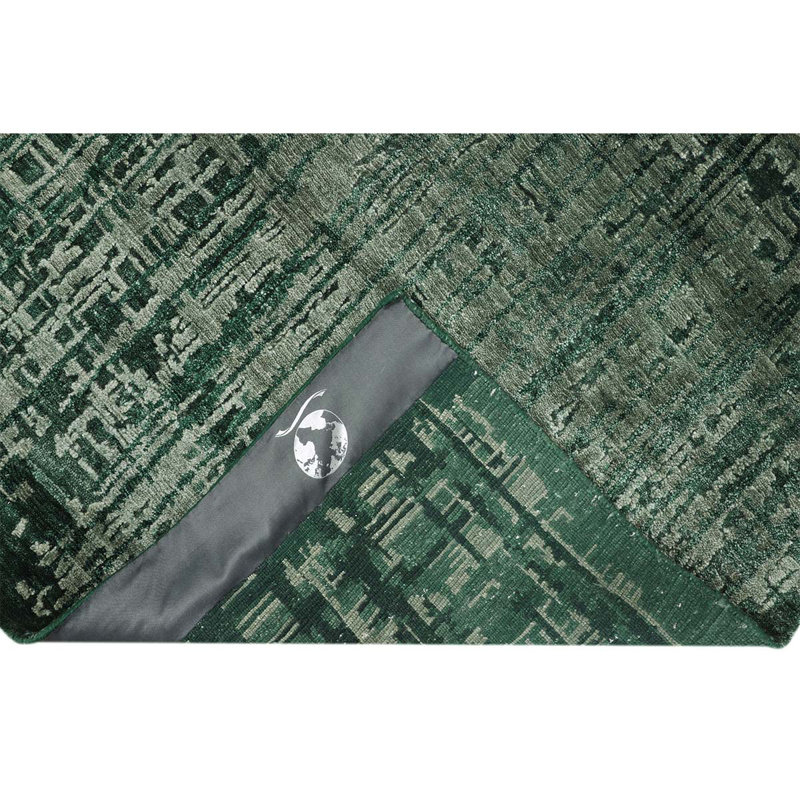 Abstract Area Rug in Green, Rectangle 2' x 3', Wool
