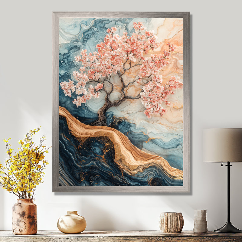 Hemphill - salon d'art mural floral, Argent argent, H 20 po x l 12 po, Reproduction encadrée d'une seule photo