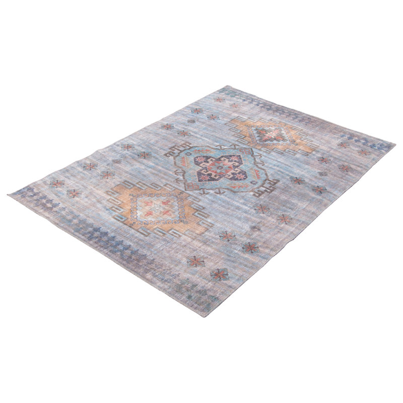 Tapis bleu à tissage plat Jaiceon, Rectangle 7 pi 10 po x 10 pi
