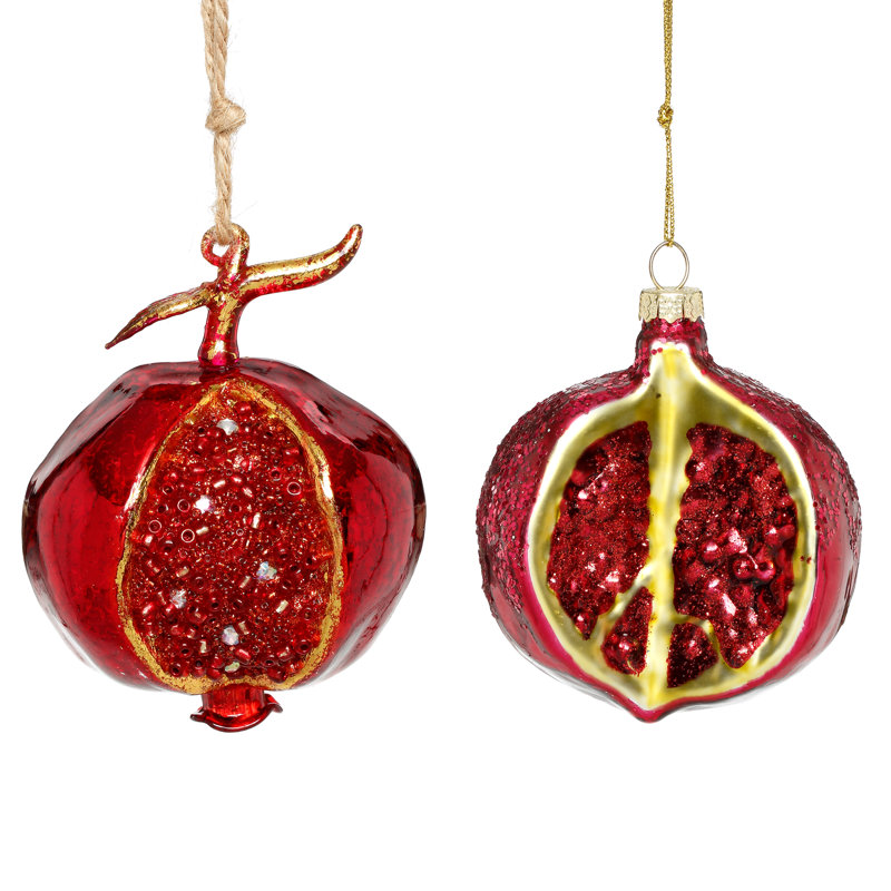 Pomegranate Ornament, Set Of 6 - 3-4 Inches