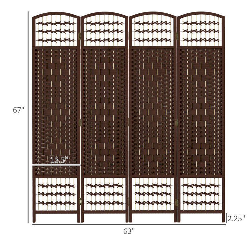 Cloison en bois massif Alaudin, 4, H 67 po x l 63 po x P 0,5 po, Brun